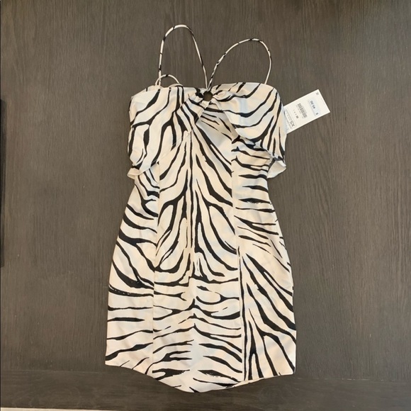 ZARA Zebra print / Animal Print satin mini dress XS NEW - Picture 9 of 12